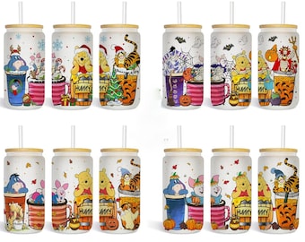 Winnie The Pooh 16oz Glass Can Tumbler Designs (Digital Download)