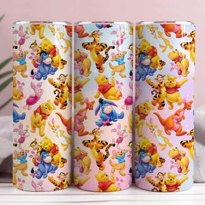 Cartoon 20 Unzen Tumbler Wrap, Pooh Frühling Tumbler Wrap, 20 Unzen Skinny Tumbler, Glitter Tumbler Wrap, Cartoon Wrap, Kaffee Tumbler Wrap