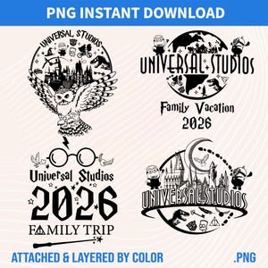 Universal Studios 2026 Family Trip PNG SVG Bundle (Digital Download)