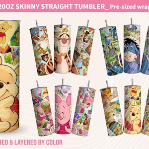 Winnie the Pooh Tumbler Wrap Bundle: Cartoon PNG Designs (Digital Download)