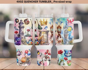 Fairytale 40oz Tumbler, Cartoon Movie Design (PNG Download)