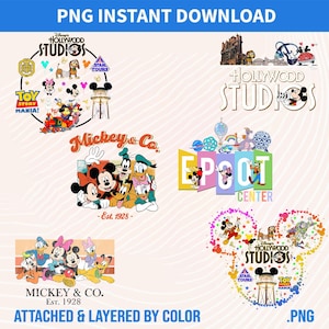 Hollywood Studios PNG-bundel: Mickey & Co, familievakantie (digitale download)