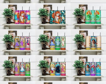 Princess Tumbler PNG Bundle: 20oz Straight & Tapered Wrap (Digital Download)