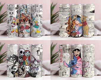 Retro Cartoon Coffee Tumbler PNG: 20oz Skinny Straight Tumbler Wrap (Digital Download)