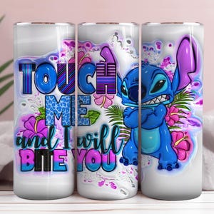 Aufgeblasener Stichbecher Design Png 3D-Stichbecher, Berühre mich und ich werde dich beißen, 20 Unzen Skinny Sublimation, 3D Puffy Stitch Sublimation Png