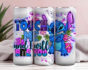 Diseño de vaso 3D Stitch PNG: Cita divertida inflada (Descarga digital)