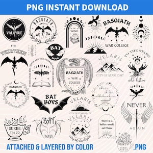 Bundle + 25 images png de la quatrième aile, Svg Basgiath War College, Dragon Rider, Violet Sorrengail, Xaden Riorson, Quadrant Riders, Chemise livresques