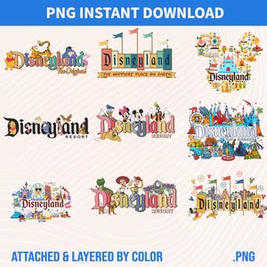 Bundle Mouse and Friends Png, Disneyland Est. 1955 Png, Disneyworld Png, Retro mouse and Friends png, Family Trip Png, Family Vacation Png