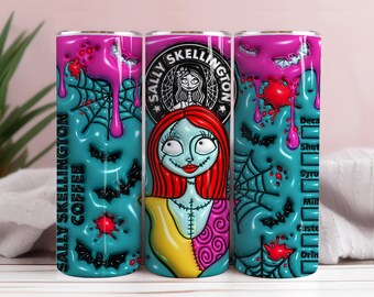 3D-cartoon halloween-bekeromslag: 20oz magere beker (digitale png-download)