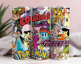 Cartoon Tumbler Wrap, 20 Unzen Cartoon Film Tumbler Wrap, 90er Jahre Baby Tumbler Wrap, Cartoon Png, 90er Jahre Cool Kids Cartoon Tumbler Wrap
