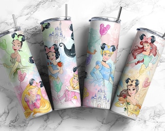Princess Cartoon Tumbler Wrap: 20oz Skinny Tumbler (Digital Download)