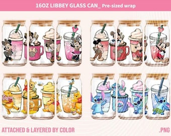 Paquete de envoltorios para latas de vidrio de 16 oz de Minnie y sus amigos (descarga digital)