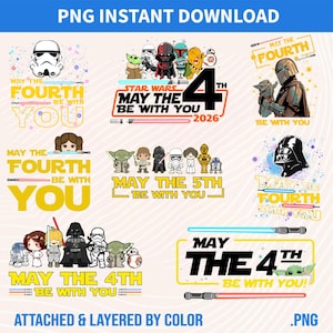 May The Fourth Be With You Bundle PNG: Star Wars Design (PNG Digital Download)