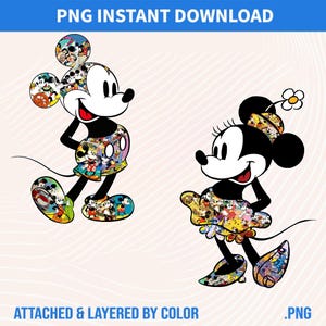 Mickey & Minnie Splash of color PNG, Cartoon Characters PNG, Waterslide Sublimation, Mickey, Printable Decal, Image Download, Family Trip