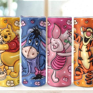 3D opgeblazen cartoon beker wrap, beker pooh, 3D Winnie opgeblazen beker wrap, gezwollen pooh beer beker, 3D kinderfilm beker wrap