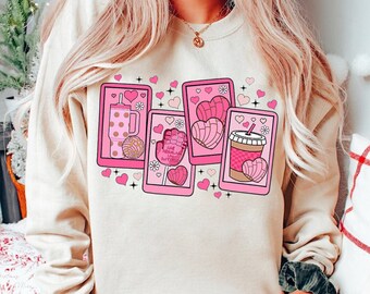 Cafecito y Chisme Valentine's Day PNG, Concha Valentine's Day Shirt Png, Candy Valentines, Valentines Png, Mexican Valentine Sublimation