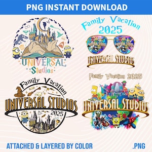 Paquete Universal Studio 2025 Png, Viaje familiar Png, Viaje a Universal Studios, Universal 2025 Png, Diseño de sublimación, Descarga instantánea de Png