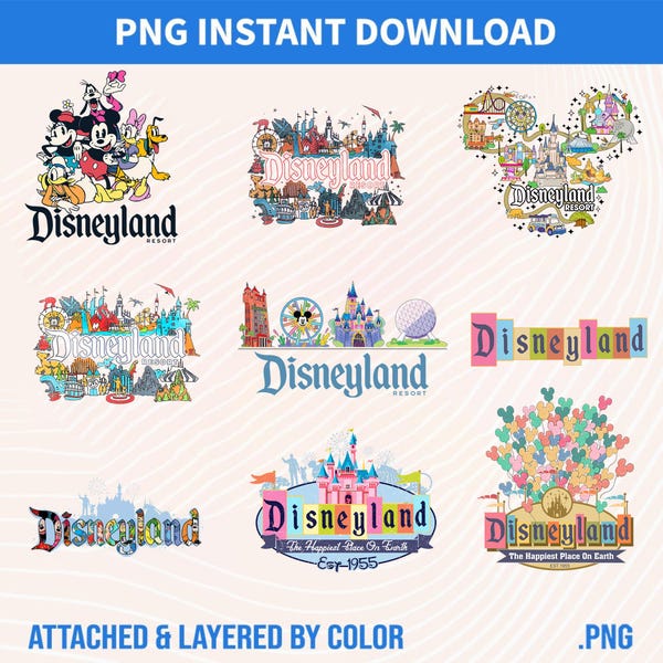 Disneyland Mouse & Friends PNG Bundle - Retro Family Trip Designs (Digital Download)