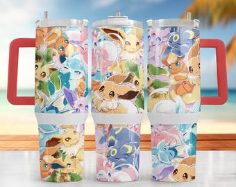 Cartoon Spring Tumbler: Poke Design 40oz Skinny Straight (Digital Download)