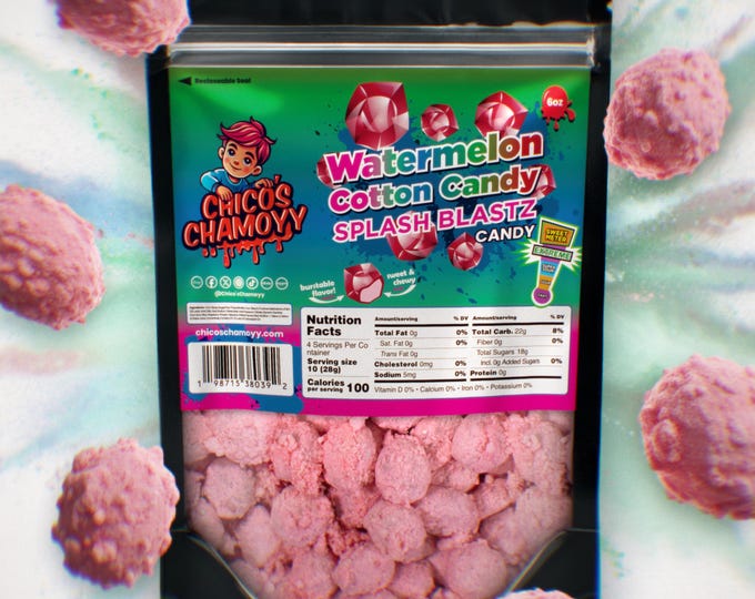 Watermelon Cotton Candy Viral Gushers Splash Blastz 6oz Candy (No Chamoy)