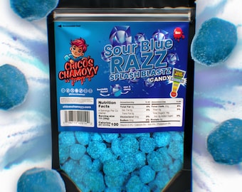Sour Blue Razz Viral Gushers Splash Blastz 6oz Candy (No Chamoy)