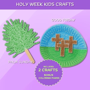 Palm Sunday & Good Friday Crafts for Kids, Holy Week Kit + Lent Coloring Pages, Christian Catholic Easter Activities, Printable and Digital