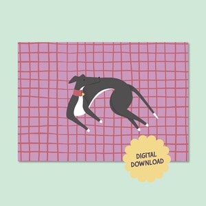 Biglietto d'auguri stampabile con levriero / Biglietto d'auguri con un simpatico cane per ogni occasione / Download digitale + bonus animato