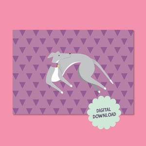 Biglietto d'auguri con levriero / Biglietto d'auguri stampabile per cani per tutte le occasioni / Download immediato + GIF bonus