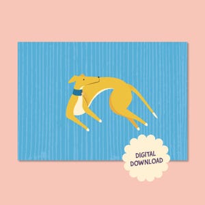 Biglietto d'auguri digitale Greyhound / Biglietto d'auguri stampabile per cani per ogni occasione / Grazioso download digitale + GIF bonus Waggy