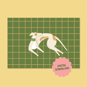 Tarjeta imprimible de galgo / Tarjeta divertida para cualquier ocasión / Descarga digital + GIF de cola meneando