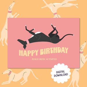 Carte d'anniversaire imprimable de lévrier drôle | Téléchargement numérique instantané | Mode gardon activé | Cadeau pour amoureux des chiens | Carte chien drôle