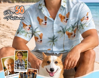 Custom Face Hawaiian Shirt–Personalized Beach Shirt, Vacation Outfit, Matching Family Shirt, Gift for Him/Her, Bachelor Party, Wedding Gift