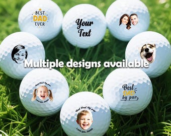 Personalized Golf Balls with Face, Logo or Text – Custom Design Options – Best Gift for Dad – Golf Keepsake for Men / Christmas gift