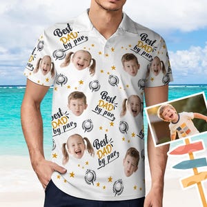 Add multiple different faces！Personalized Face Polo Shirt for Men, Custom Birthday Gift, Casual Sport Shirt for Dad- Best dad by par