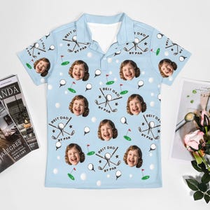 Add multiple different faces！Personalized Face Polo Shirt for Men, Casual Sport Shirt for Dad- Best dad by par - Custom Birthday Gift