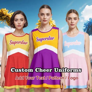 Custom Cheerleading Dress | Personalized Cheer Uniform with Your Text, Logo & Design | Cheerleader Costume for Game Day, Christmas gift