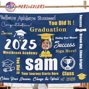 Personalized Graduation Blanket with face, Custom Graduation Gift for Graduate, Gift for Her/ Him, Class of 2025 Blanket with Custom Text