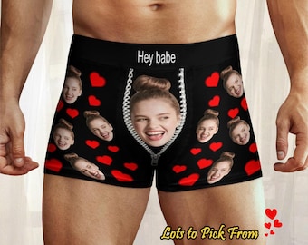 Custom Funny Face Boxers, Personalized Men’s Underwear, Funny Romantic Gift, Photo Boxer Shorts, Christmas Present