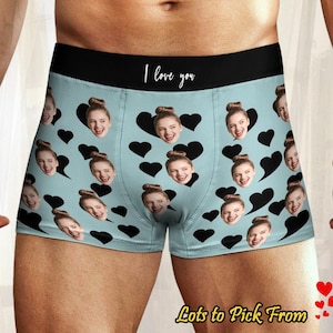 Caleçons personnalisés pour homme avec visage/texte, sous-vêtements personnalisés pour lui, cadeau d'anniversaire ou de mariage, designs uniques/options de couleurs