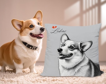 Cuscino con schizzo di animale domestico, cuscino personalizzato per animali domestici, regalo commemorativo per animali domestici, cuscino personalizzato per cani, federa per cuscino per animali domestici, regalo personalizzato con foto di animali domestici, regalo per la perdita di un animale domestico