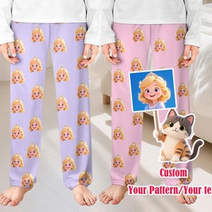 Children’s Custom Pajama Pants, Personalized Kids Pajamas, Faces, Pets & Popular Cartoon Designs, Optional Add Text, Birthday Gift