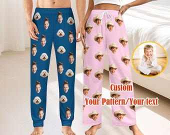 Custom Photo Pajama Pants, Personalized Pajamas, Dog & Cat Face Sleepwear, Birthday Gift, Unisex Pants / Kids Pajama Pants - Christmas gift
