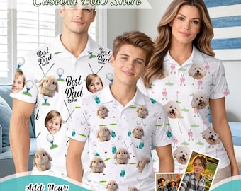 Add multiple different faces！Personalized Face Polo Shirt for Men, Custom Birthday Gift, Casual Sport Shirt for Dad- Best dad ever shirt