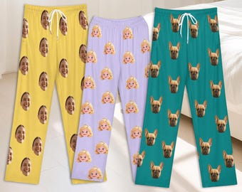 Pantalones de pijama personalizados, pijamas infantiles personalizados, con caras, mascotas y diseños de dibujos animados populares, regalo de cumpleaños, ropa de casa cómoda y regalo de Navidad.