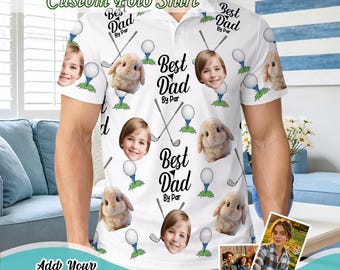 Custom Face Polo Shirt for Dad, Personalized Golf Shirt with Photo, Best Dad Gift, Funny Father’s Day Polo Shirt