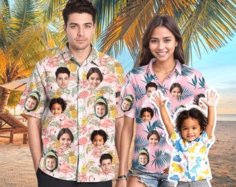 Custom Face Hawaiian Shirt–Personalized Beach Shirt, Vacation Outfit, Matching Family Shirt, Gift for Him/Her, Bachelor Party, Wedding Gift