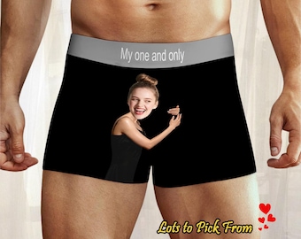 Aangepast gezicht/tekst herenboxer, gepersonaliseerd ondergoed voor hem, verjaardags- of jubileumcadeau, unieke ontwerpen/kleuropties