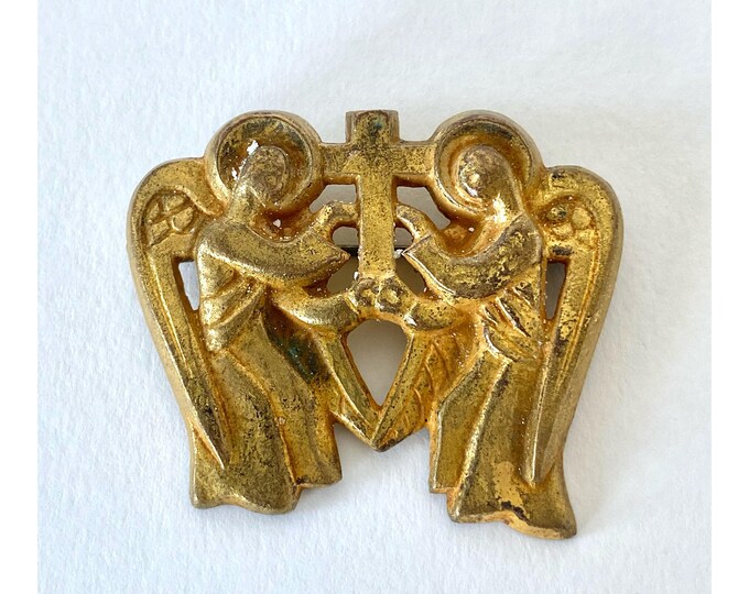 Paule Ingrand & Arthus Bertrand – "Anges coptes" Brooch in Gilded Bronze, 1950s
