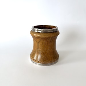 Antique English Wooden Pot With Silver Plate Mount – Regency / Edwardian Style Decorative Vessel
