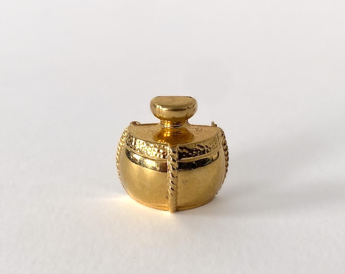 Vintage Yves Saint Laurent "Champagne" Brooch 1980s Gold Tone - Collector Perfume Bottle Pin